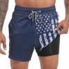 imageMens Swim Trunks with Compression Liner 55quot Board Shorts with Zipper Pockets 2 in 1 Quick Dry Bathing SuitsNavy American Flagc
