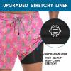imageMens Swim Trunks with Compression Liner 55quot Board Shorts with Zipper Pockets 2 in 1 Quick Dry Bathing SuitsPinapple Palm