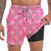 imageMens Swim Trunks with Compression Liner 55quot Board Shorts with Zipper Pockets 2 in 1 Quick Dry Bathing SuitsPinapple Palm
