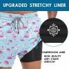 imageMens Swim Trunks with Compression Liner 55quot Board Shorts with Zipper Pockets 2 in 1 Quick Dry Bathing SuitsPink Flamingo