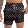 imageMens Swim Trunks with Compression Liner 55quot Board Shorts with Zipper Pockets 2 in 1 Quick Dry Bathing SuitsPink Shark