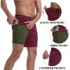 imageMens Swim Trunks with Compression Liner 7quot Board Shorts with Zipper Pockets 2 in 1 Quick Dry Bathing SuitsBurgundycoffee Brown