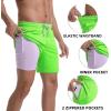 imageMens Swim Trunks with Compression Liner 7quot Board Shorts with Zipper Pockets 2 in 1 Quick Dry Bathing SuitsGreenlavender