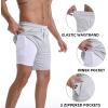 imageMens Swim Trunks with Compression Liner 7quot Board Shorts with Zipper Pockets 2 in 1 Quick Dry Bathing SuitsGreywhite