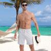 imageMens Swim Trunks with Compression Liner 7quot Board Shorts with Zipper Pockets 2 in 1 Quick Dry Bathing SuitsGreywhite
