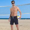 imageMens Swim Trunks with Compression Liner 7quot Board Shorts with Zipper Pockets 2 in 1 Quick Dry Bathing SuitsNavylake Blue