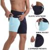 imageMens Swim Trunks with Compression Liner 7quot Board Shorts with Zipper Pockets 2 in 1 Quick Dry Bathing SuitsNavylake Blue
