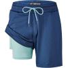 imageMens Swim Trunks with Compression Liner 7quot Board Shorts with Zipper Pockets 2 in 1 Quick Dry Bathing SuitsNavyminty Green