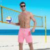 imageMens Swim Trunks with Compression Liner 7quot Board Shorts with Zipper Pockets 2 in 1 Quick Dry Bathing SuitsPinkpeacock Blue