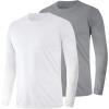 imageMens UPF 50 Long Sleeve Shirts 2 Pack Long Sleeve UV Sun Protection Rash Guard Athletic Fishing Running Swimming TeesB1 White  Grey