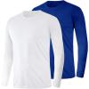 imageMens UPF 50 Long Sleeve Shirts 2 Pack Long Sleeve UV Sun Protection Rash Guard Athletic Fishing Running Swimming TeesB1 White  Royal Blue
