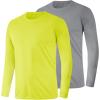 imageMens UPF 50 Long Sleeve Shirts 2 Pack Long Sleeve UV Sun Protection Rash Guard Athletic Fishing Running Swimming TeesC1 Grey  Safety Yellow