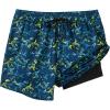 imageBoys Swim Trunks with Compression Liner Boys Stretch Swim Shorts Quick Dry 2 in 1 Beach Shorts 417 Y80s Dinosaur