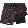 imageBoys Swim Trunks with Compression Liner Boys Stretch Swim Shorts Quick Dry 2 in 1 Beach Shorts 417 YBlack Shark