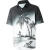 imageMens Casual Button Down Shirts Regular Fit Short Sleeve Hawaiian Shirt for MenBlack Palm