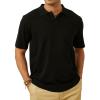 imageMens Knit Polo Shirts Casual Short Sleeve Classic Button Polo TShirt Fashion Summer Collared Pullover Golf ShirtBlack