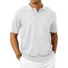 imageMens Knit Polo Shirts Casual Short Sleeve Classic Button Polo TShirt Fashion Summer Collared Pullover Golf ShirtWhite