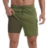 imageMens Swim Trunks with Compression Liner 7quot Board Shorts with Zipper Pockets 2 in 1 Quick Dry Bathing SuitsOlive Greencoffee Brown