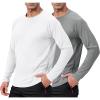 imageMens UPF 50 Long Sleeve Shirts 2 Pack Long Sleeve UV Sun Protection Rash Guard Athletic Fishing Running Swimming TeesB1 White  Grey