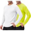 imageMens UPF 50 Long Sleeve Shirts 2 Pack Long Sleeve UV Sun Protection Rash Guard Athletic Fishing Running Swimming TeesB1 White  Safety Yellow