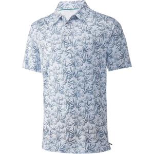 imageMens Golf Shirt Short Sleeve Dry Fit Print Moisture Wicking Performance Patterns Collared Polo ShirtInk Leaf