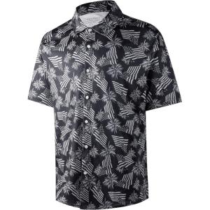 imageMens Hawaiian Shirts Regular Fit Short Sleeve Casual Button Down Summer Tropical Beach ShirtsBlack Flag