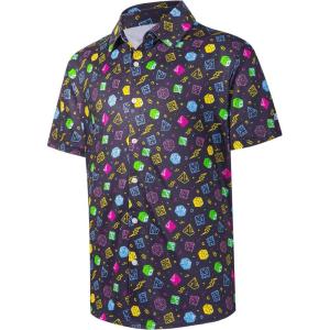 imageMens Hawaiian Shirts Regular Fit Short Sleeve Casual Button Down Summer Tropical Beach ShirtsBurgundy Dice Leaves