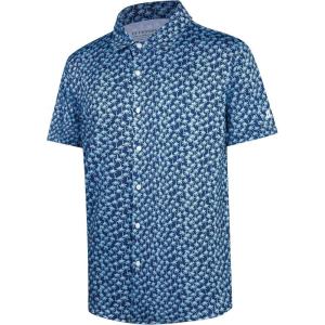 imageMens Hawaiian Shirts Regular Fit Short Sleeve Casual Button Down Summer Tropical Beach ShirtsNavy Palm Tree