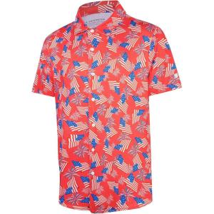 imageMens Hawaiian Shirts Regular Fit Short Sleeve Casual Button Down Summer Tropical Beach ShirtsRed Usa Flag