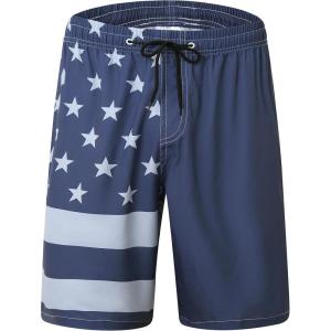 imageMens Swim Trunks Quick Dry Board Shorts with Mesh Lining Breathable Surf Beach Shorts Swimwear Bathing SuitsAmerican Flag17