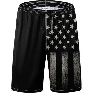 imageMens Swim Trunks Quick Dry Board Shorts with Mesh Lining Breathable Surf Beach Shorts Swimwear Bathing SuitsBlack American Flag2