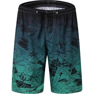 imageMens Swim Trunks Quick Dry Board Shorts with Mesh Lining Breathable Surf Beach Shorts Swimwear Bathing SuitsGradient Leaf12