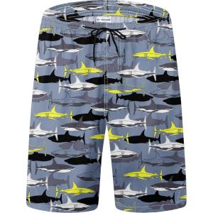 imageMens Swim Trunks Quick Dry Board Shorts with Mesh Lining Breathable Surf Beach Shorts Swimwear Bathing SuitsGrey Shark22