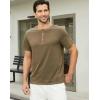 imageMens Casual Henley Shirts Classic Button Cotton Short Sleeve TShirt Summer Basic Solid Lightweight Tees TopsArmy Green