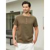 imageMens Casual Henley Shirts Classic Button Cotton Short Sleeve TShirt Summer Basic Solid Lightweight Tees TopsArmy Green