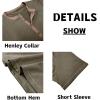 imageMens Casual Henley Shirts Classic Button Cotton Short Sleeve TShirt Summer Basic Solid Lightweight Tees TopsArmy Green