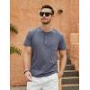 imageMens Casual Henley Shirts Classic Button Cotton Short Sleeve TShirt Summer Basic Solid Lightweight Tees TopsLight Grey302