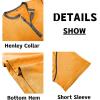 imageMens Casual Henley Shirts Classic Button Cotton Short Sleeve TShirt Summer Basic Solid Lightweight Tees TopsOrange