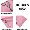 imageMens Casual Henley Shirts Classic Button Cotton Short Sleeve TShirt Summer Basic Solid Lightweight Tees TopsPink