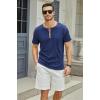 imageMens Casual Henley Shirts Classic Button Cotton Short Sleeve TShirt Summer Basic Solid Lightweight Tees TopsPink