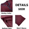 imageMens Casual Henley Shirts Classic Button Cotton Short Sleeve TShirt Summer Basic Solid Lightweight Tees TopsWine Red