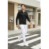 imageMens Casual Polo Shirts Classic Button Basic Long Sleeve Shirt Solid Color Cotton Tees Stylish TopsBlack
