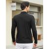imageMens Casual Polo Shirts Classic Button Basic Long Sleeve Shirt Solid Color Cotton Tees Stylish TopsBlack