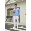 imageMens Casual Polo Shirts Classic Button Basic Long Sleeve Shirt Solid Color Cotton Tees Stylish TopsLight Green