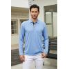 imageMens Casual Polo Shirts Classic Button Basic Long Sleeve Shirt Solid Color Cotton Tees Stylish TopsLight Green