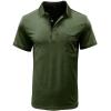 imageMens Casual Polo Shirts Classic Button Basic Short Sleeve Shirt Solid Color Cotton Tees Golf Stylish TopsArmy Greenss