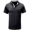 imageMens Casual Polo Shirts Classic Button Basic Short Sleeve Shirt Solid Color Cotton Tees Golf Stylish TopsBlackss