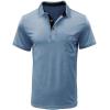 imageMens Casual Polo Shirts Classic Button Basic Short Sleeve Shirt Solid Color Cotton Tees Golf Stylish TopsBluess