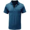 imageMens Casual Polo Shirts Classic Button Basic Short Sleeve Shirt Solid Color Cotton Tees Golf Stylish TopsDark Bluess
