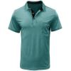 imageMens Casual Polo Shirts Classic Button Basic Short Sleeve Shirt Solid Color Cotton Tees Golf Stylish TopsLight Greenss